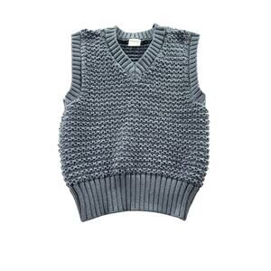 Varley Adie Knit Vest Size M Blue Sleeveless V-Neck Crochet Chunky Sweater